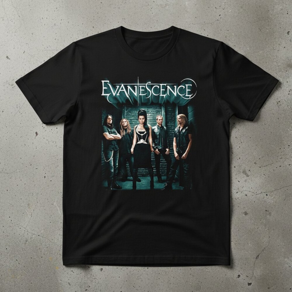 Evanescence Band Group Photo Dark Gothic Rock Black Graphic Band Tee